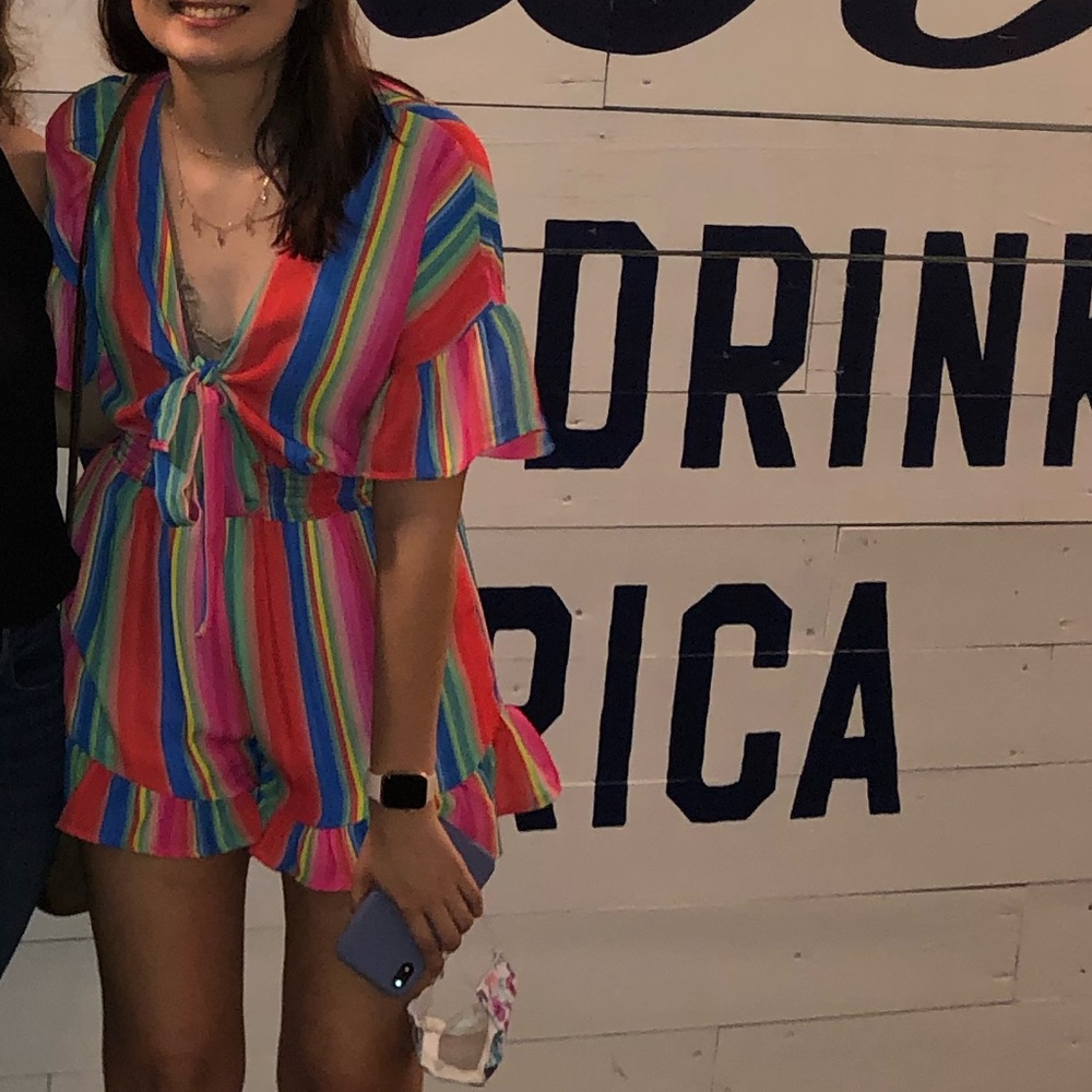 Serape Front Tie Romper